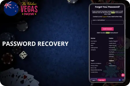 Password reset process in VegasNow app
